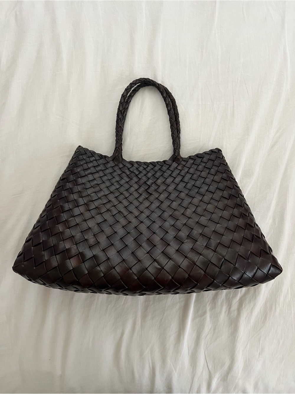 Dragon Diffusion Dark Brown Woven Leather Tote